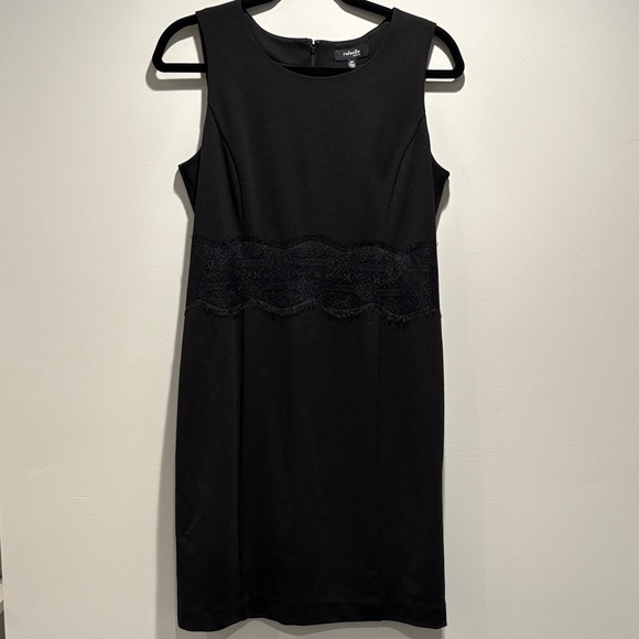 Rafaella Dresses & Skirts - Rafaella Black Sleeveless Sheath Dress Lace Waist Inlay Size 6P LBD